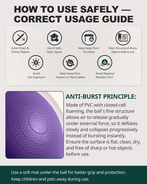 5 Trideer Exercise Ball for Yoga, Pilates & Fitness Stability Ball Equipment for Home Gym & Office Chair, Core