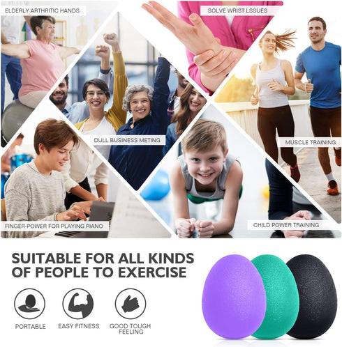 Peradix Hand Grip Strength Trainer, Set of 3 Stress Relief Balls for Adults and Kids, Finger Resistance Exercise Tools