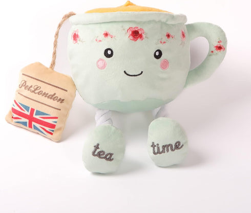 English Teacup Nosework Plush Dog Toy - Rope Legs and Crinkle Sound - UK British Design for Dogs
