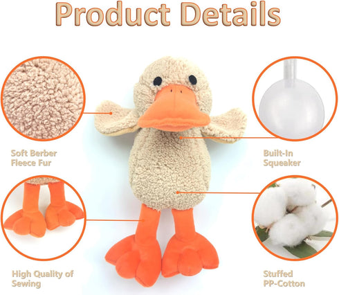 Soft Stuffed Duck Squishy Toy, Plush Squeaky Toy for Dogs, Puppy Toys