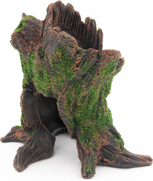 AQUA KT Tree Stump Trunk Hollow Decoration, Betta Cichlid Cave Rocks for Fish Hiding Tank