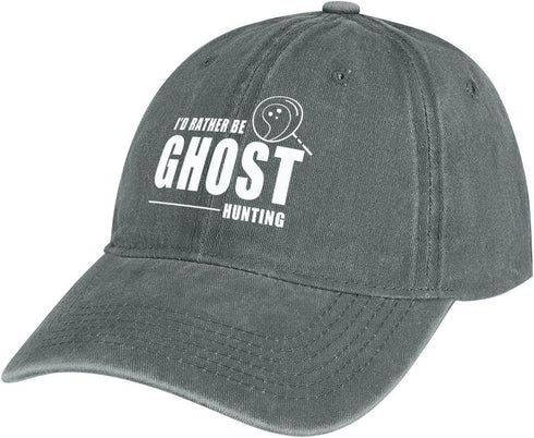I'd Rather Be Ghost Hunting Hat, Adjustable Halloween Baseball Cap for Men and Women