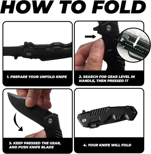 Pocket Folding Knife set with Hunting Stainless Steel Clip Point Lock Blade Knives and Lightweight Lockback Multi-Tool for Camping, Outdoor, Hunting,Survival and EDC by AOSILEY