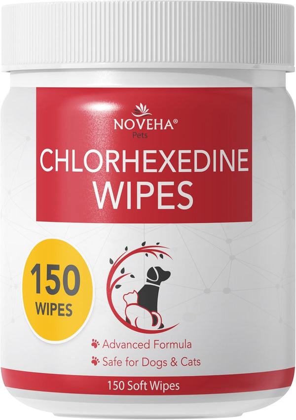 NOVEHA Pet Wipes - Formulated Wipes for Facial & Finger Folds, Underarms, 3" x 2", 150 Counts