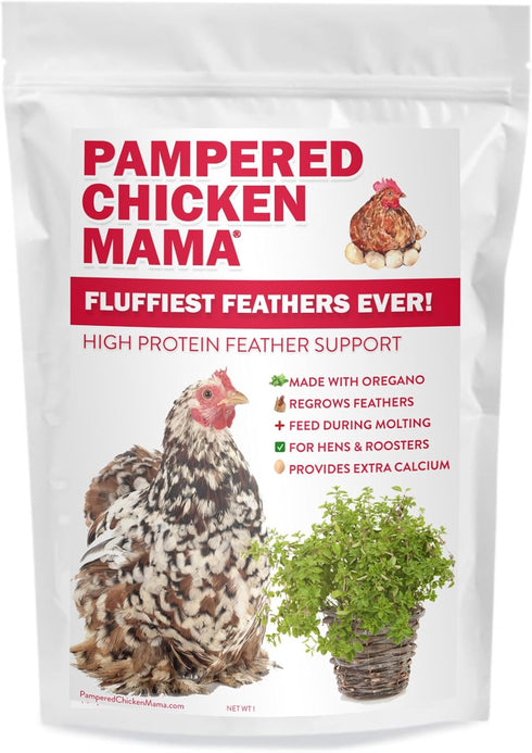 (2 Pampered Chicken Mama Molting Supplement for Chickens: Fluffiest Feathers Ever Backyard Chicken Feed and Supplies