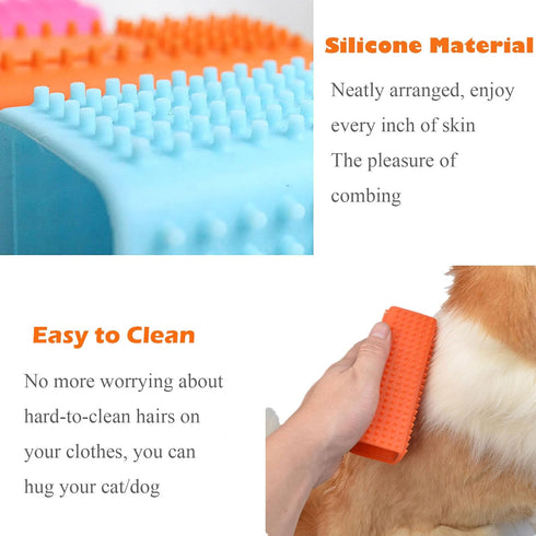 2 Pieces Pet Dog Cat Hair Remover, Block Roller Cleaner, Hollow Silicone Brush for Sofa, Car Interiors, Fabrics