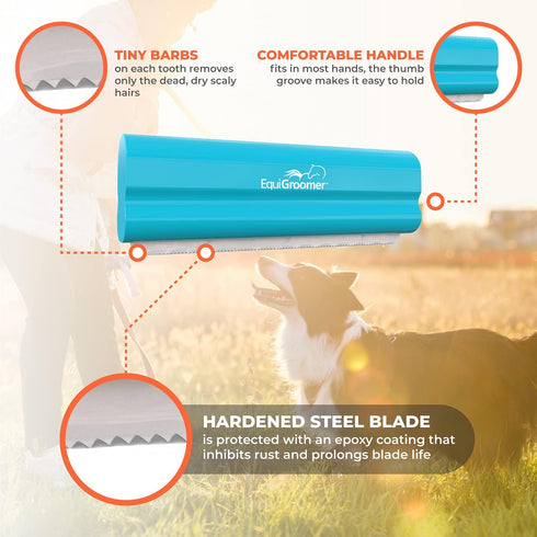 Deshedding Brush for Dogs Cats EasyGroomer | Turquoise | Undercoat Tool for Large and Small Pets