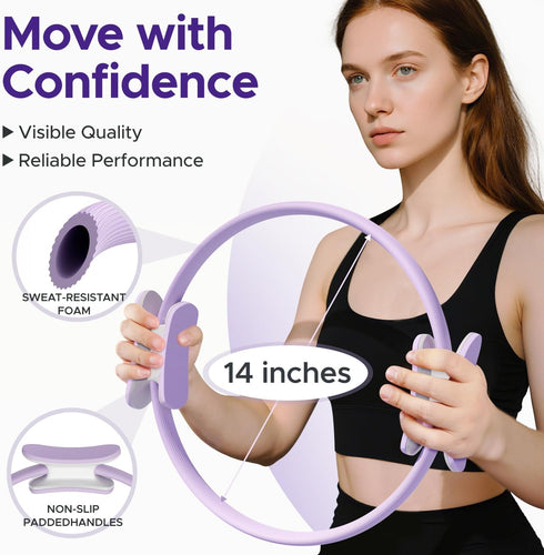 Set Pilates Ring Kit for Women, Pilates Equipment Accessories, Home Workout with Magic Circle, Mini Exercise Ball