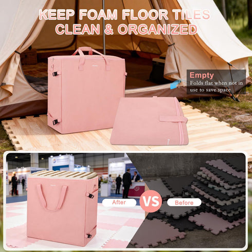 24" 24" Foam Mat Storage Bag for Interlocking EVA Foam Mats, Portable Carrying Case for Trade Show Foam Floor Tiles
