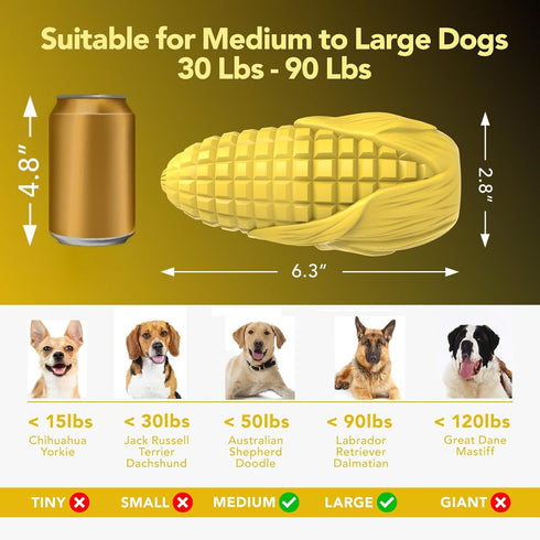 Dog Chew Toys for Aggressive Chewers, Indestructible Durable Squeaky Toys for Medium Large Breeds, Corn Stick Toy