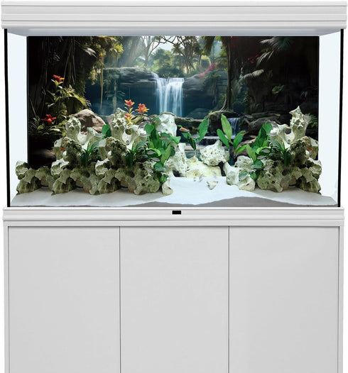 AWERT 48x20 inches Tropical Waterfall Aquarium Background, Natural Plants Fish Tank Decor, Reptile Habitat