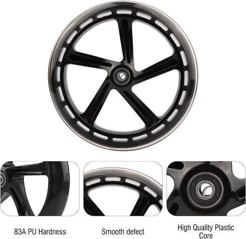 8-inch 200mm A5 Pack 2 Scooter PU Replacement Wheels for Razor Kick Scooter, of (Black)