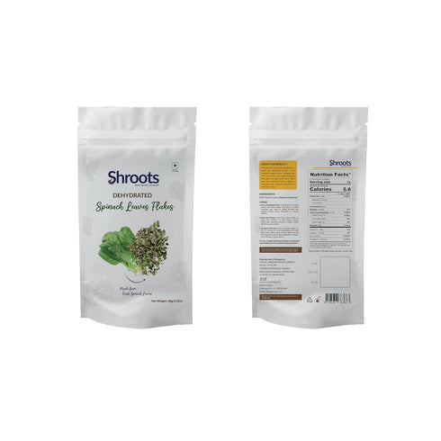 (60g/2.11oz) SHROOTS Dehydrated Vegetable Spinach Leaves (Palak) Air Dried Gluten Free Pure Veg for Soups, Curries