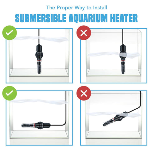 JOR Submersible Betta Heater with Sticker Thermometer for Aquarium, Frog Terrarium, Homebrewing, and Aquaponics (25