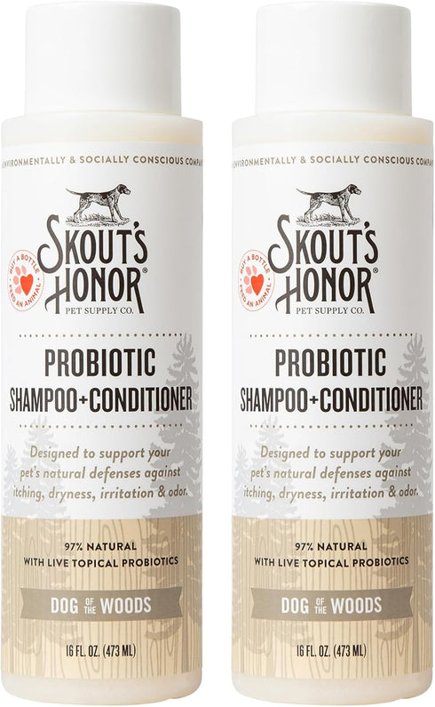 Skout's Honor Probiotic Pet Shampoo & Conditioner with Avocado Oil & Omega-3s,