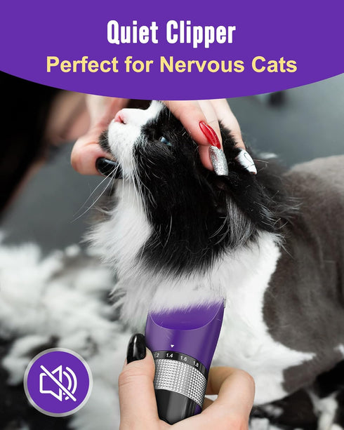 5-Speed 6-in-1 Trimmer oneisall Cat Clippers for Matted Hair, Low Noise Cat Grooming Kit with Adjustable Blade