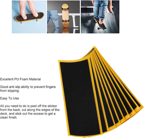 50 Pack 4.33"x1.5" 0.04" Black PU Foam Fingerboard Grip Tape Thick Self-Adhesive Non-Slip Cut to Fit Decks