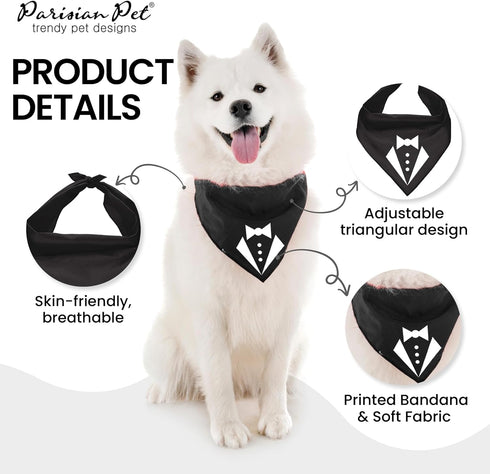 Parisian Pet Tuxedo Dog Bandana, Small