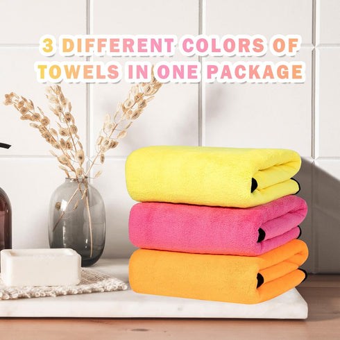 MICOOYO 3PCS Dog Towels for Drying, Super Absorbent Quick Drying Pet Grooming Towels for Puppy Cats (Yellow, Pink,