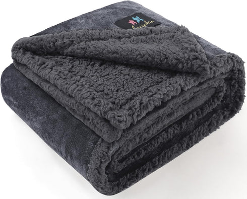 Luciphia Waterproof Blanket for Large Dogs, Liquid Proof Furniture Protector, Washable Reversible Bed Cover, Light Grey