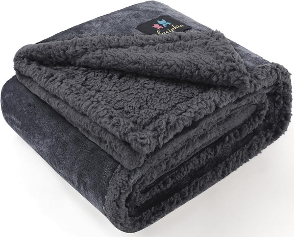 Luciphia Waterproof Blanket for Large Dogs, Liquid Proof Furniture Protector, Washable Reversible Bed Cover, Light Grey