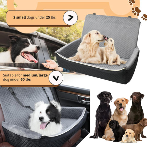 60 lbs 2 31.5in 20in 21.5in,Removable Large Dog Car Seat Under or Small Dogs,Dog Bed for Car Back Seat with Seat Belt
