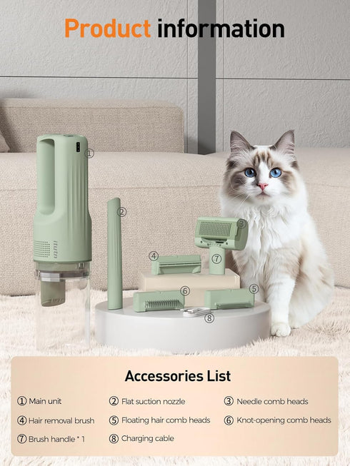 itutn Dog Vacuum For Shedding Grooming, Pet Grooming Vacuum For Dogs Cat, Vacuum Pet Hair Remover Tool with Slicker