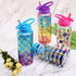 Home Tune Cute Water Bottle with Straw, BPA FREE Tritan, Leak Proof, 32oz/950ml, Colorful Design