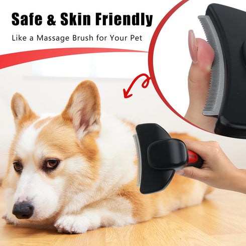 HOP Professional Dog Deshedding Brush for Short Haired Dogs & Cats, Anti-Slip Handle, Detachable Head, Home of Paws