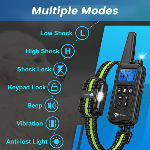 Dog Training Collar with Remote, 2600Ft Electronic Shock Collar Set for Small Medium Large Dogs (Black Green)