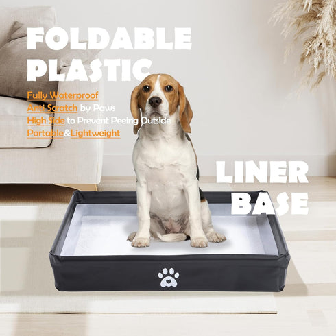 33x22, MEEXPAWS Dog Pee Pad Holder Tray Foldable, Puppy Pad Holder Liner Base High Side, Dog Litter Box Indoor