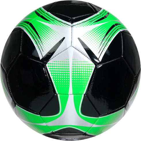 Soccer Ball (Black/Green/Silver, White/Green/Silver) with Pump, Size 3, Pack of 2
