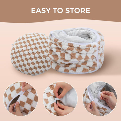 PEQULTI Cat Tunnel with Cat Bed for Indoor Cats, Cat Play Donut Tunnel with Washable Soft Plush Mat, Round Tunnel Toys