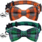 KUDES 2 Pack Cat Collar Breakaway with Bow Tie and Bell for Kitty and Puppies, Adjustable 7.8-10.5 Inch (Green+Orange)