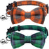 KUDES 2 Pack Cat Collar Breakaway with Bow Tie and Bell for Kitty and Puppies, Adjustable 7.8-10.5 Inch (Green+Orange)