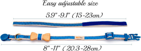Pettsie Adjustable Breakaway Cat Collar with Bow Tie & Matching Bracelet - 8-11 Inches, Blue