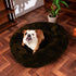 BODISEINT Faux Fur Dog Bed, Shag Round Anti-Anxiety Calming Bed for Medium Large Dogs and Cats (28'' D x 8'' H,