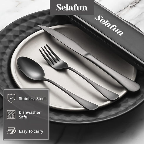 Portable Travel Cutlery Set with Case, 4-Piece Stainless Steel Reusable Utensils for Camping, Picnic, Hiking, Office,