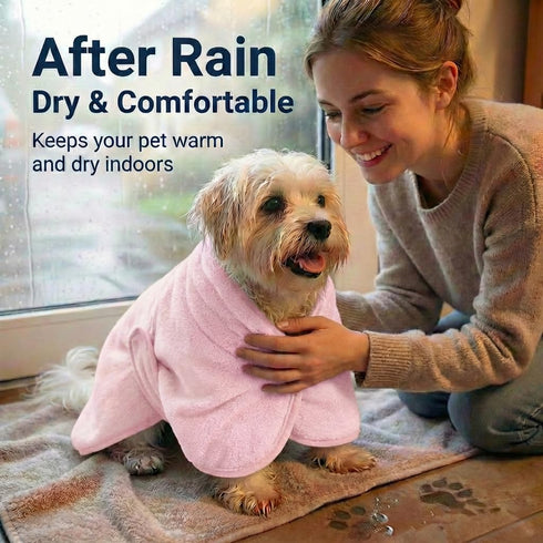 SDCSDC Dog Bathrobe Super Absorbent Towel for Small Dogs Cats Fast Drying Dog Robe Coat with Hood Puppy Cat Bath Towel