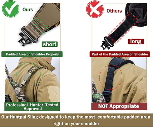 HUNTPAL 2 Point Shotgun Sling, Rifle Sling with Swivels, Comfortable Neoprene Padded Shoulder Strap