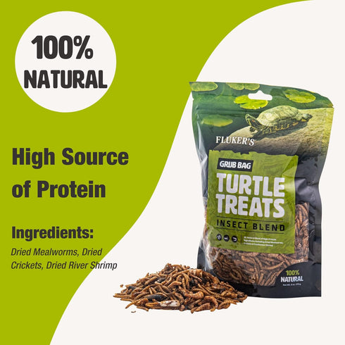 Fluker's Grub Bag Turtle Treats, Insect Blend, High Protein Freeze Dried River Shrimp, Crickets, Mealworms, 12 oz