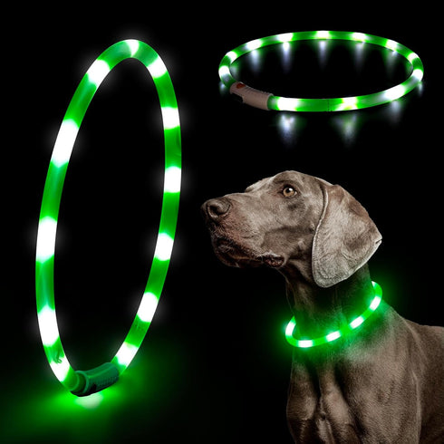 LED Dog Collar - HIGO Light Up Dog Collars, USB Rechargeable Necklace Light for Dogs Walking at Night