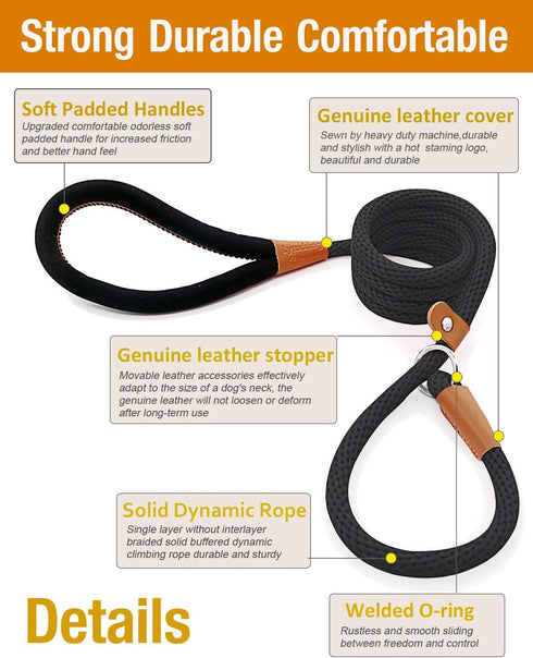 lynxking Dog Training Leash Slip Lead 5 6 8 FT Strong Heavy Duty Rope No Pull Leashes for Dogs