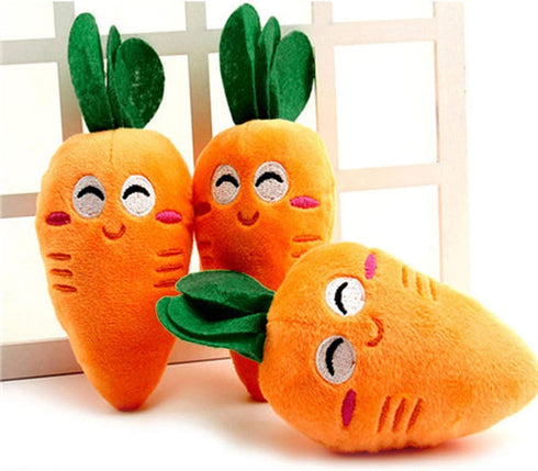 1Pc Orange Soft Dog Toys - Cute Carrot Plush Chew Squeaker Sound Pet Puppy Supplies with Multi-Squeaks