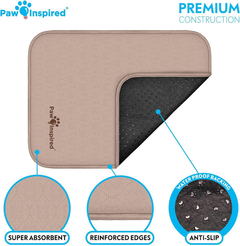 (2 Pack), 24 Inch (24x18 Inch, Pack 2) Paw Inspired Washable Crate Liners for Dogs Leakproof, Non-Slip Pee Pads