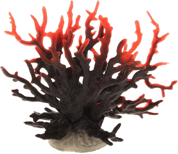 VOCOSTE Mini Faux Coral Decor, Black Red Coral Reef for Aquarium Decorations, 6.5"x5.83"