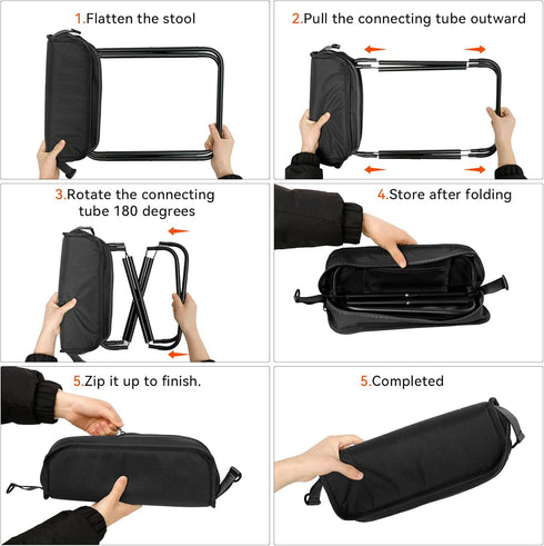 Backpacking Camping Stool with Shoulder Strap,Ultralight Collapsible Handbag Style Stool,Pocket Portable Seat