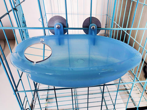 Chenchen Bird Bath with Mirror - Parrot Bathroom Bathtub with Mirror for Small Parrots, Parakeets, Canaries, African