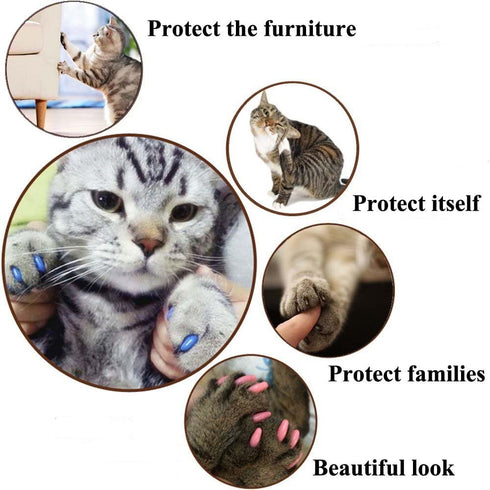 100pcs 5 VICTHY Cat Nail Caps, Medium Size Colors, with Glue and Applicators, Natural Vinyl Resin, Long-lasting