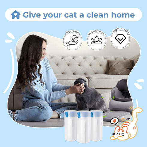 60 Pack M1 11/12 3 27.17" 13" (60) Cat Litter Bags Liners for Neakas and Pet Pivot Autoscooper Open-Top Self-Cleaning